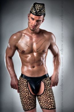 Чоловічий еротичний костюм мисливця Passion 024 SHORT XXL/XXXL: леопардові шорти-труси і пілотка