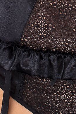 (SALE) Корсет с пажами CAROLYN CORSET black - Passion: шнуровка, трусики, Черный, 4XL\5XL