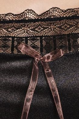 (SALE) Сорочка приталенная EVANE CHEMISE black - Passion, трусики, с кружевом, Черный, 6XL\7XL