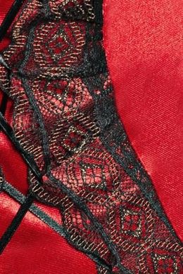 (SALE) Корсет с пажами EVANE CORSET red - Passion, шнуровка, трусики, Красный, 6XL\7XL