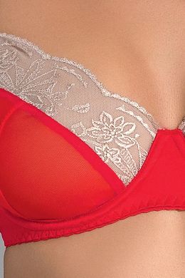 Эротический комплект белья LORAINE SET red - Passion Exclusive: лиф, стринги, пояс для чулок, Красный, S\M
