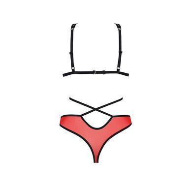 Комплект белья Passion PEONIA SET XXL/XXXL red, бра, трусики