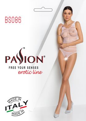 Бодістокінг з доступом Passion BS086 white, вертикальна сітка, виріз на спинці