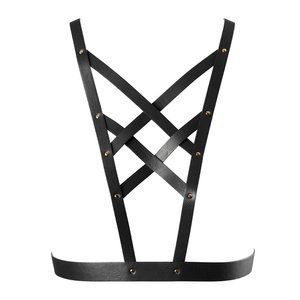 Портупея з екошкіри Bijoux Indiscrets Maze &ndash; Cross Cleavage Harness Black