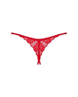 Трусики з доступом Obsessive Ingridia crotchless thong XL/2XL, червоні