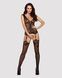 (SALE) Бодистокинг Obsessive Bodystocking F221 XL/XXL, силуэтный цветочный рисунок, имитация чулок