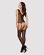 (SALE) Бодистокинг Obsessive Bodystocking F221 XL/XXL, силуэтный цветочный рисунок, имитация чулок