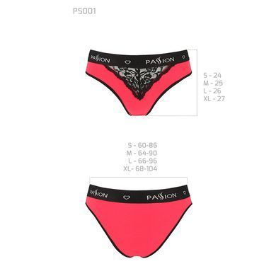Трусики з широкою резинкою і мереживом Passion PS001 PANTIES XL, red-black
