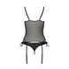 Корсет зі шнурівкою Passion NESSY CORSET XXL/XXXL black, стрінги з відкритим доступом, пажі для панч