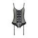 Корсет зі шнурівкою Passion NESSY CORSET XXL/XXXL black, стрінги з відкритим доступом, пажі для панч
