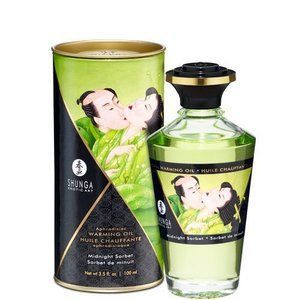 Розігрівальна олія Shunga Aphrodisiac Warming Oil &ndash; Midnight Sorbet (100 мл) без цукру, смачна