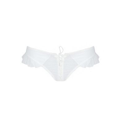 Трусики в горошок, з рюшами та шнурівкою Passion FATIN THONG L/XL, white