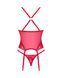 Прозорий корсет Obsessive Lacelove corset XS/S Red, мереживо, підв&rsquo;язки для панчіх
