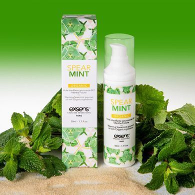 Масажна олія EXSENS Organic Spear Mint 50мл розігріває, без цукру, без парабенів, їстівна