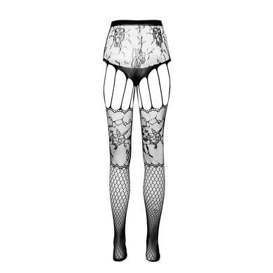 Эротические колготки-бодистокинг Passion ECO S004 white, закрытые трусики, декор, подвязки