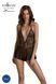 Боді Passion LEAFA BODY black S/M, на зав'язках, м'яка чашка, низ у вигляді шортиків