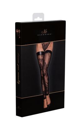 Чулки без мыска Noir Handmade F243 Tulle stockings with patterned flock embroidery, 3XL