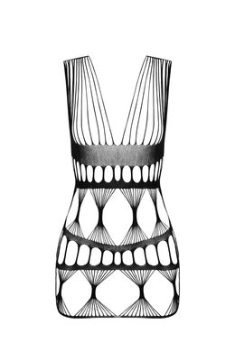 Бодістокінг-сукня Passion BS089 black, міні, плетіння у вигляді павутини