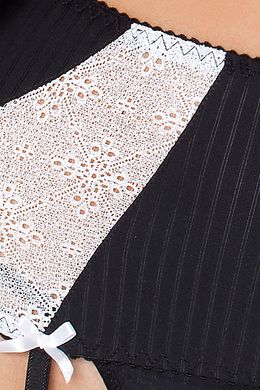 (SALE) Комплект белья LARISA SET black - Passion: лиф, широкий пояс для чулок, стринги, Черный, 4XL\5XL