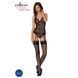 Корсет із пажами, трусики з ажурним декором та відкритим кроком Passion URSULA CORSET XXL/XXXL black