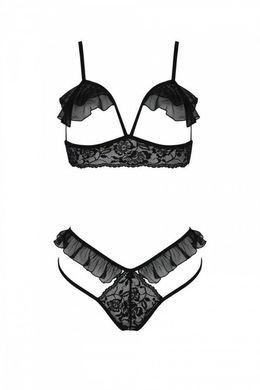 Эротический комплект Passion DOLLY SET, XXL/XXXL, black, с открытыми чашками