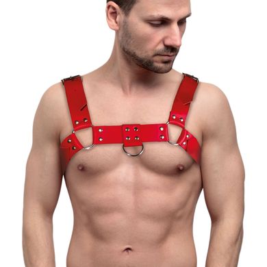 Мужская портупея на грудь из натуральной кожи Feral Feelings - Bulldog Harness Red, Красный