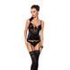 (SALE) Корсет з пажами Passion Exclusive TONYA CORSET black, трусики, Чорний, S\M