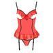 Корсет с открытой грудью CHERRY CORSET red Passion Exclusive, трусики, пажи, стрэпы, оборочки, Красный, XXL/XXXL