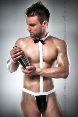 Мужской эротический костюм официанта Passion 021 BODY: очень откровенное боди, Черный/белый, XXL\XXXL