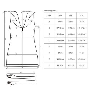 Еротичний костюм медсестри Obsessive Emergency dress S/M, white, сукня, стринги, рукавички, чепчик,