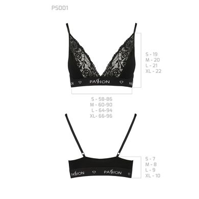 Эластичный топ с кружевом Passion PS001 TOP, black, Черный, XL