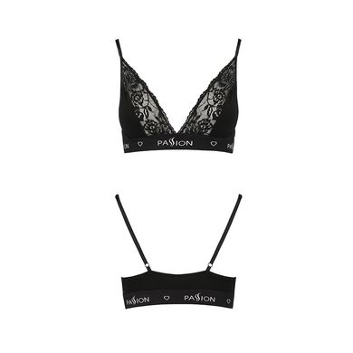 Еластичний топ з мереживом Passion PS001 TOP, black, Чорний