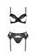 Комплект Passion KERRIA SET WITH OPEN BRA black, XXL/XXXL, бюстгальтер з відкритою чашкою, стрінги, пояс для панчіх