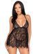 Сорочка бебі-дол Leg Avenue Floral lace babydoll & string Black S, стрінги