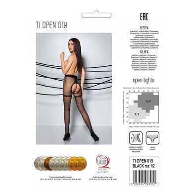 Колготки з відкритим доступом, імітація панчіх Passion TIOPEN 019 black 3/4 (20 den)