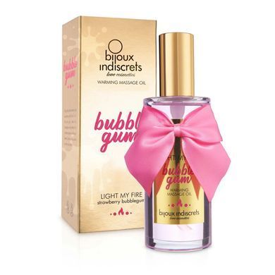 Разогревающее масло Bijoux Indiscrets Light my Fire &ndash; Strawberry Bubblegum (100 мл)