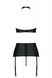 Комплект из экокожи Passion Nancy Set 4XL/5XL black, имитация шнуровки, топ, пояс для чулок