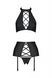 Комплект з екошкіри Passion Nancy Set 4XL/5XL black, імітація шнурівки, топ, пояс для панчіх