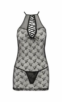 Полупрозрачная сорочка AZALIA CHEMISE black Passion со стрингами, S/M