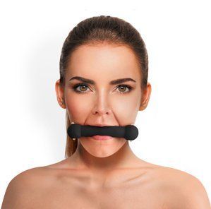 Кляп-палиця на ременях Art of Sex &ndash; Gag Stick Silicon, чорний, натуральна шкіра