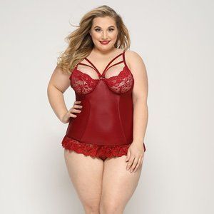 Сексуальний корсет зі стрепами JSY &laquo;Гаряча Тейлор&raquo; Plus Size, Red, мереживо, стрінги