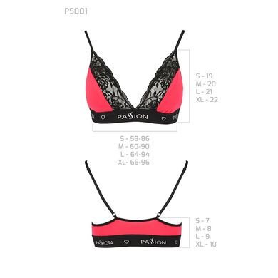 Еластичний топ з мереживом Passion PS001 TOP, red-black