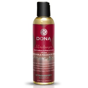 Массажна олія DONA Kissable Massage Oil Strawberry Souffle (110 мл) можна для оральних пестощів