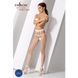 Еротичні колготки-бодістокінг Passion S021 white, в крупну сітку з високим паском