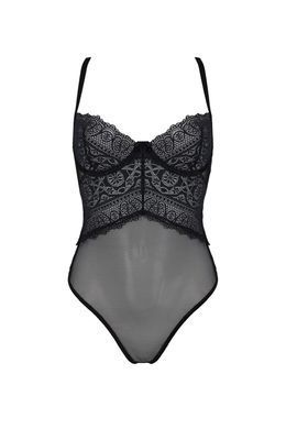 Боді Passion KERRIA BODY black, XXL/XXXL, з високими вирізами та верхом балконет