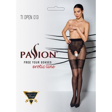 Колготки з відкритим доступом, ажурні трусики та підв&lsquo;язки Passion TIOPEN 013 1/2 (20/40 den), black