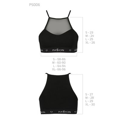 Спортивний топ з прозорою вставкою Passion PS006 TOP, black, Чорний