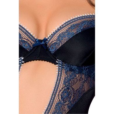Корсет із пажами GISELE CORSET black &mdash; Passion Exclusive, трусики, Чорний, XXL/XXXL