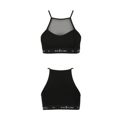 Спортивный топ с прозрачной вставкой Passion PS006 TOP, black, Черный, XL