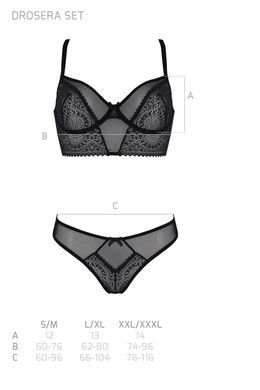 Комплект Passion DROSERA SET black, XXL/XXXL, сетка+кружево, бюстье и трусики танга